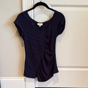 Deleta (Anthropologie) Dark Blue Ruched Blouse